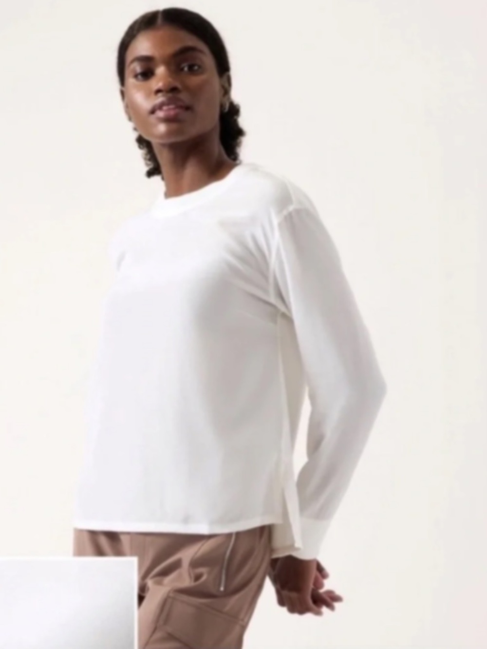 Athleta Silk Hybrid White Top - NWT sz XL